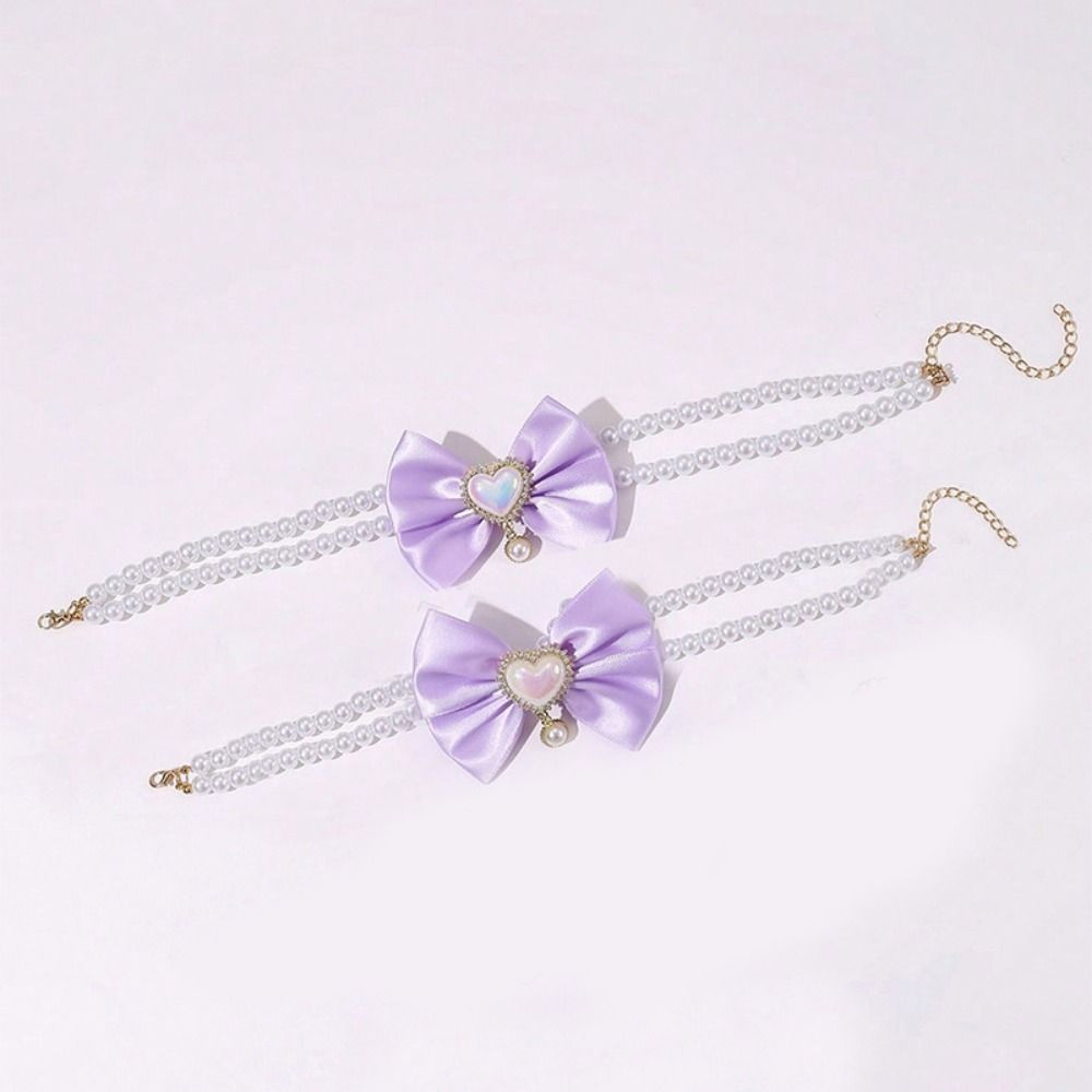 Lightweight Pet Pearl Necklace Shiny Pet Necklace Collar Suitable for Small To Medium Dogs