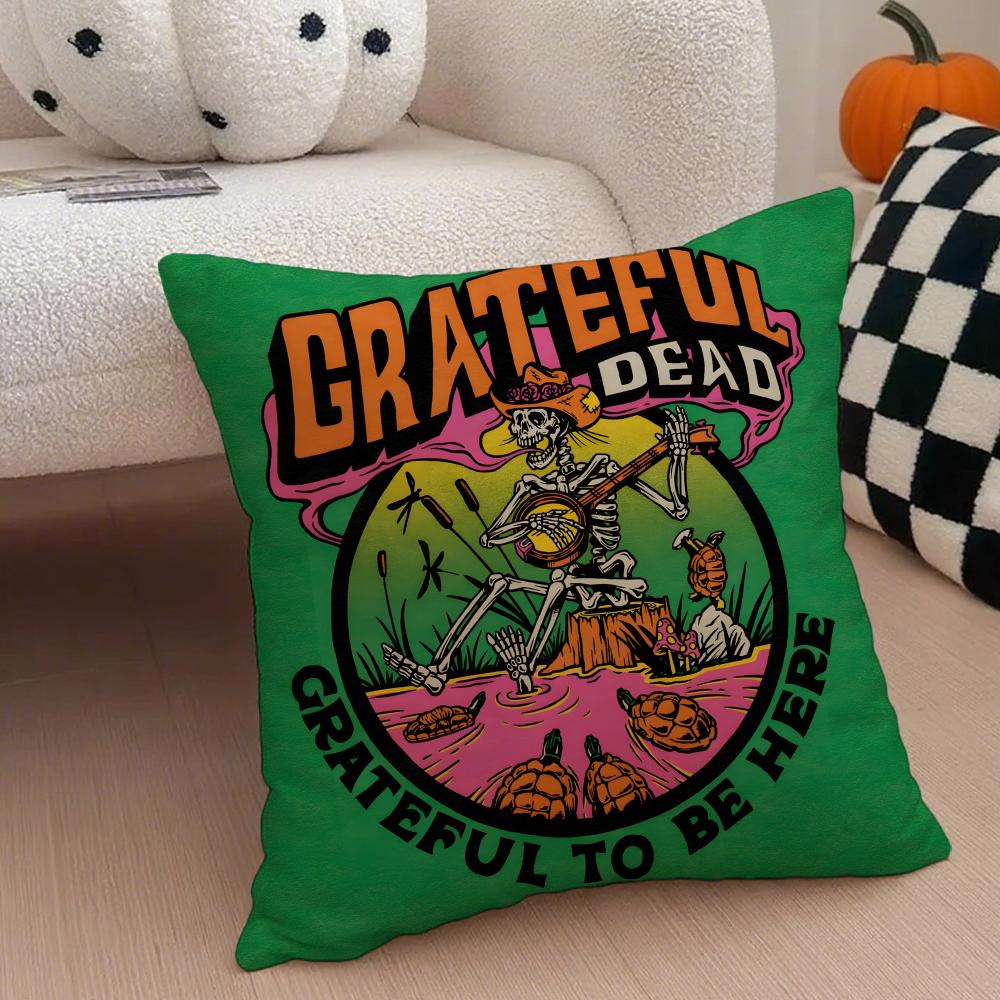 Band psychedelic GGrateful Dead Cushion Cover Throw Pillow Cover Hidden Button Durable Polyester Chair Cushion