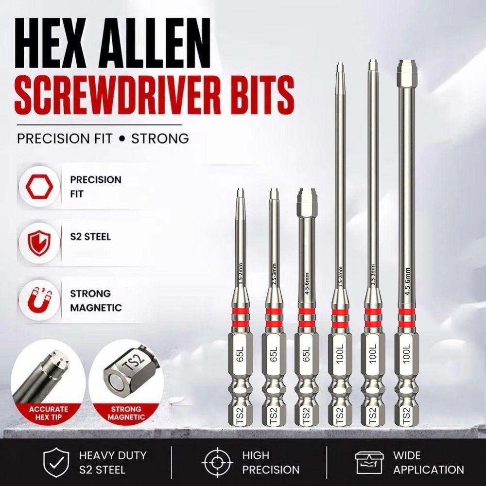 3/6PCS Strong Magnetism Magnetic Batch Head Hex Shank Screwdriver Bits For Impact Drill