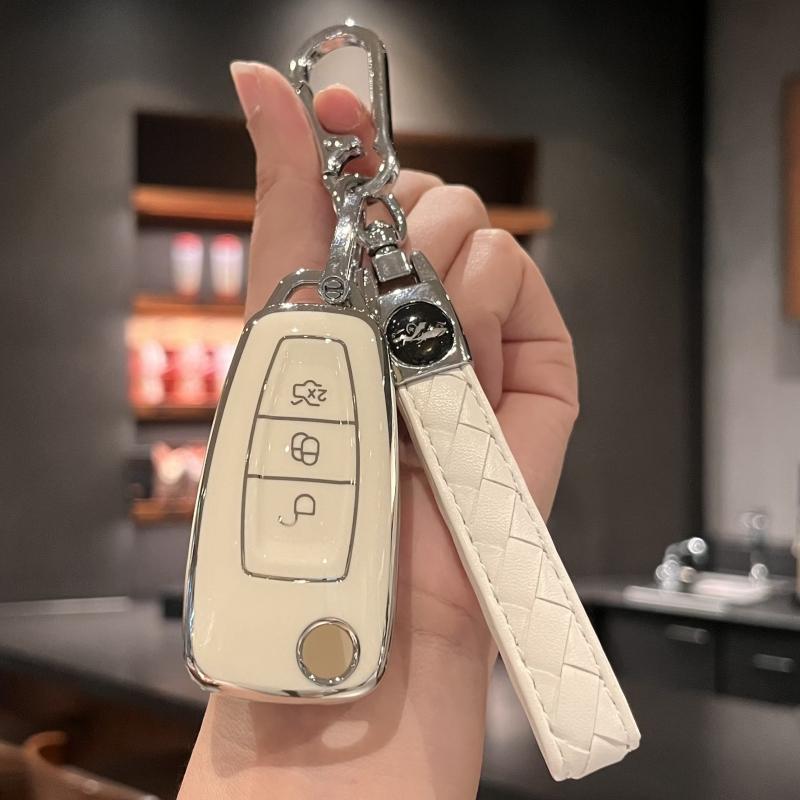 Чехол для автомобильного ключа, держатель для ключей с брелком для Ford Fiesta Focus Galaxy Fusion Mondeo C-Max Kuga Ecosport
