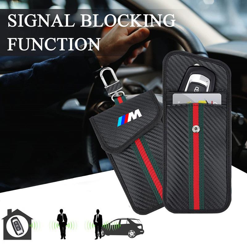 For BMW M X1 X2 X3 X5 X6 E46 E39 E90 E36E60 E34 E30 F30 Car Keys Case FOB Signal Blocker Bag RFID Shielding Key Credit Card Bag jbdf70