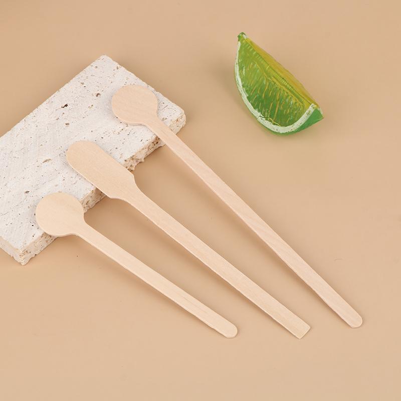 100 шт. деревянных палочек для размешивания кофе, холодных напитков, размешивателей, биоразлагаемых столовых приборов, кофейных палочек