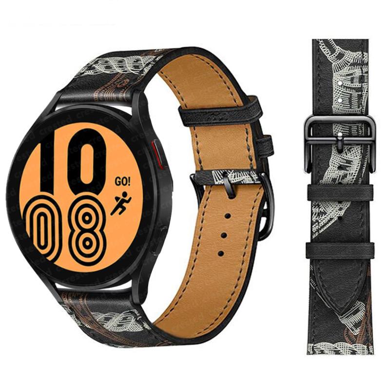 20mm 22mm Leather Band For Samsung Galaxy watch 5/6/pro/4/classic 44mm 40mm Active 2/3/S3/Huawei GT-2-Pro Bracelet watch 4 strap
