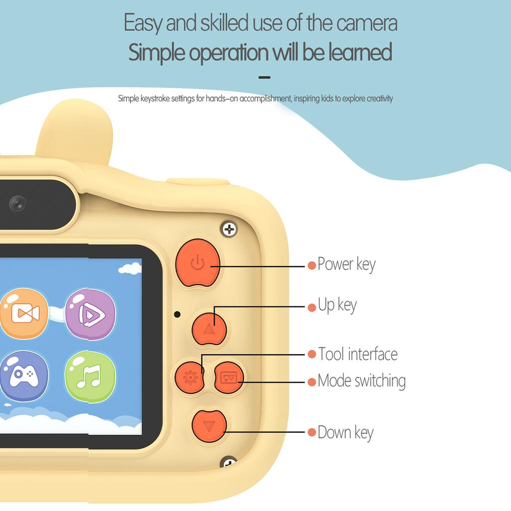 1080P Kids Digital Camera Digital Video Camera for Kids Dual Lens 2.0 Inch IPS Screen 8X Zoom