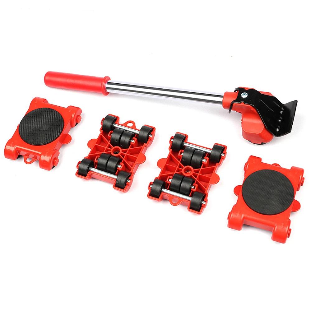 Heavy Duty Furniture Lifter Transport Tool Leverage with 4 Roller Sliders Easy Moving Appliance Suitable for Tile/Hardwood Floor