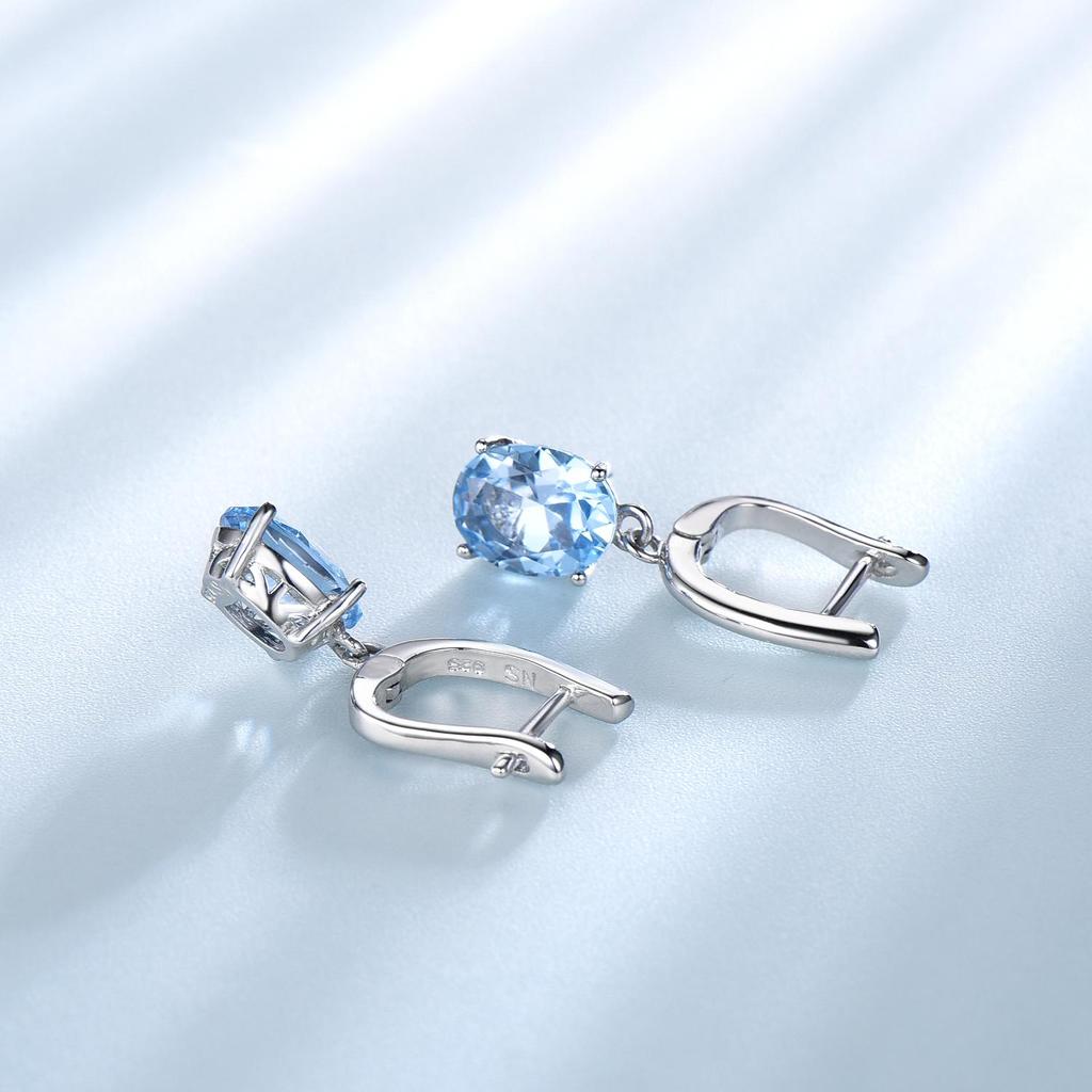 Овальные зеленые небесно-голубые кубические циркониевые серьги-подвески из серебра 925 пробы серьги-подвески для женщин