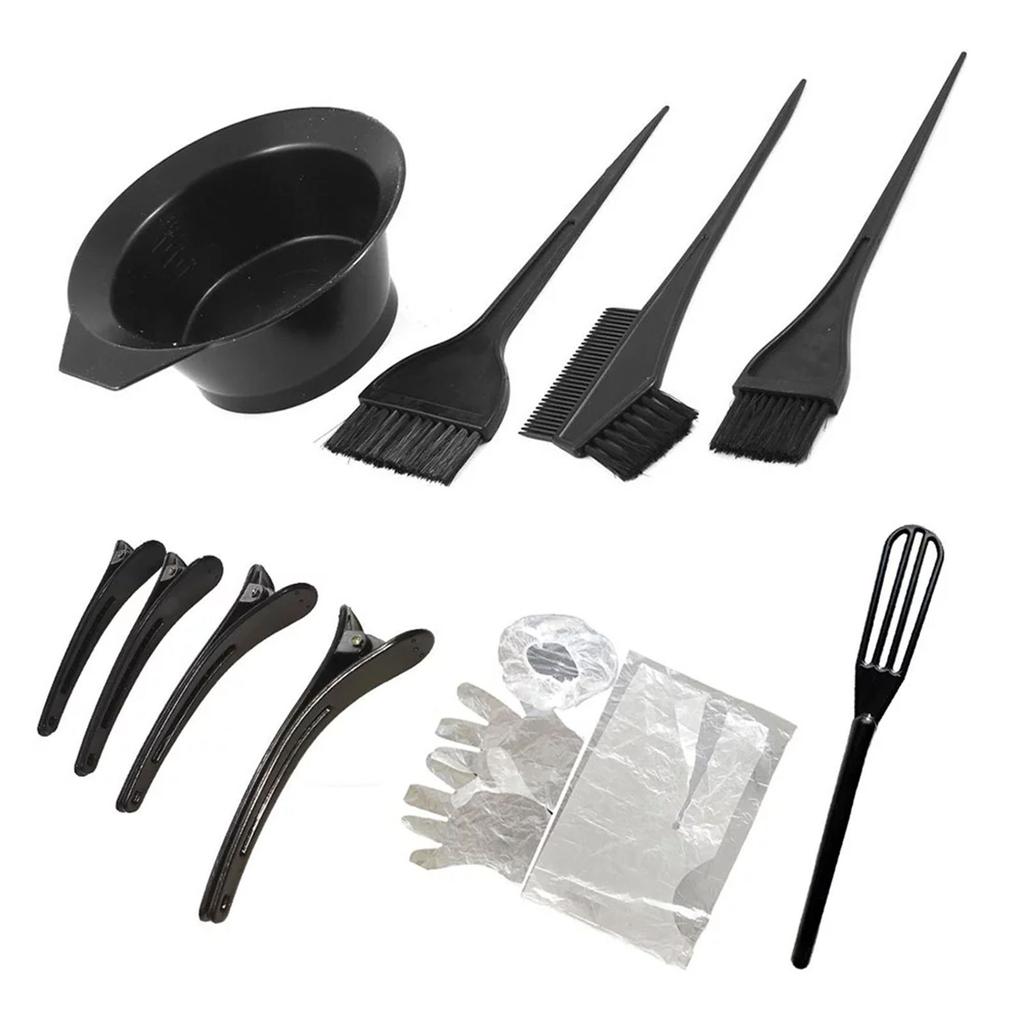 12pcs DIY Hair Coloring Kit Hair Tinting Bowl Brush Gloves Hairpins Hair Coloring Cape Disposable Shower Cap Comb Hair Tools For Salon Home