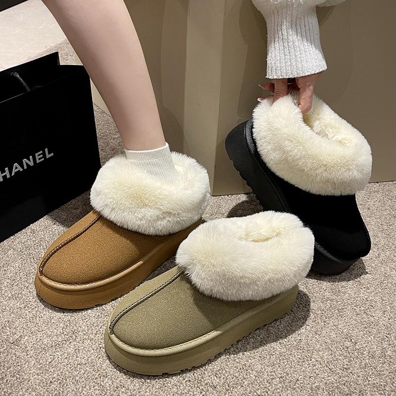 Autumn and Winter New Thick-soled Warm Snow Boots Women's Thickened Warm Fur Integrated Outer Wear One Pedal Hair Boots