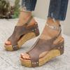 2025 Roman Chunky Platform Sandals Women New Summer Retro Peep Toe Wedges Sandles Woman Plus Size 44 Non-Slip Sandalias Muejr