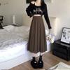 Скромные юбки для женщин Корейский стиль Длинная черная юбка Женская плиссированная юбка Длинные юбки для женщин Мода