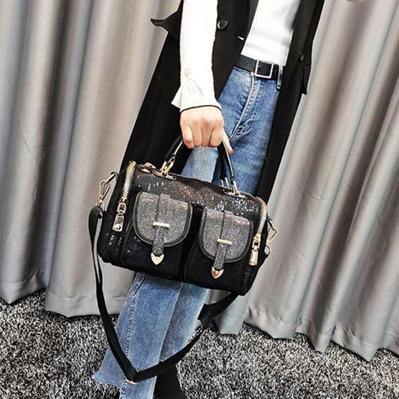 Радужная сетка женская модная сумка-мессенджер с пайетками и стразами повседневная яркая офисная сумка с карманами для переноски