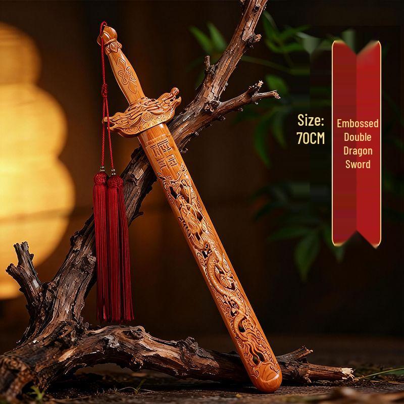 Hand-carved Feicheng Peach Wood Sword Ornament
