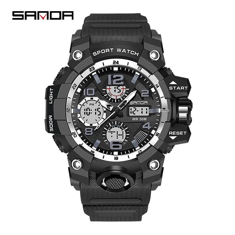 Sanda Teen Multi-functional Waterproof Sports Watch with Alarm & Luminous Display