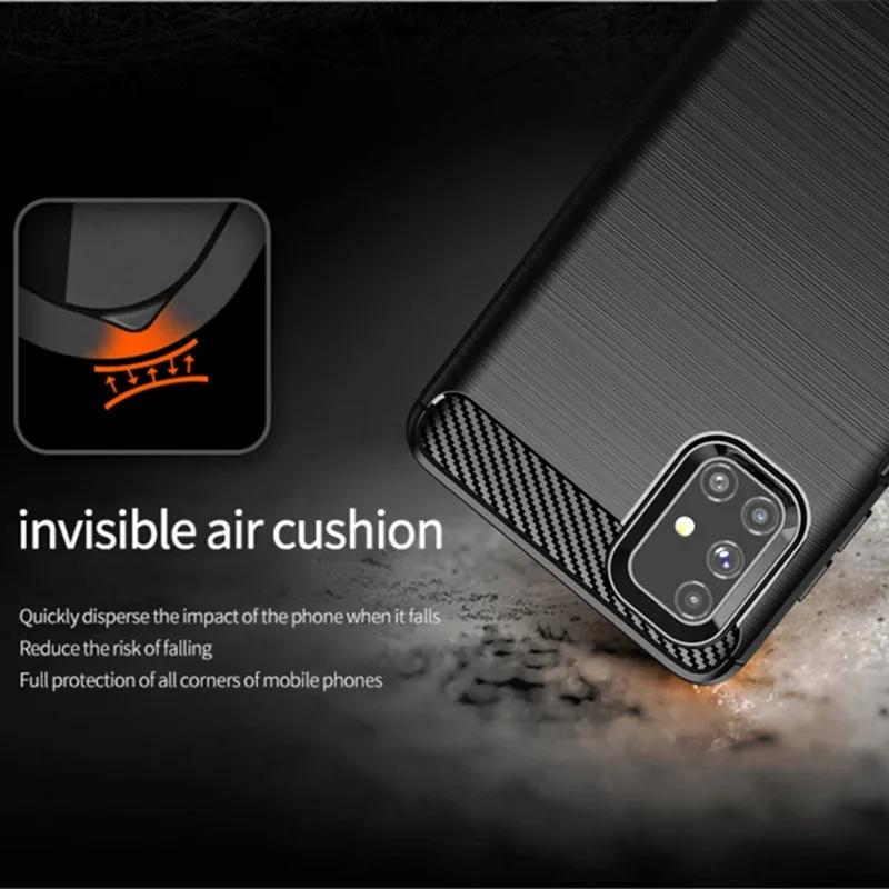 Для Samsung Galaxy M51 противоударный силиконовый чехол противоударный матовый чехол для samsung m51 роскошные чехлы из углеродного волокна Coque Fundas