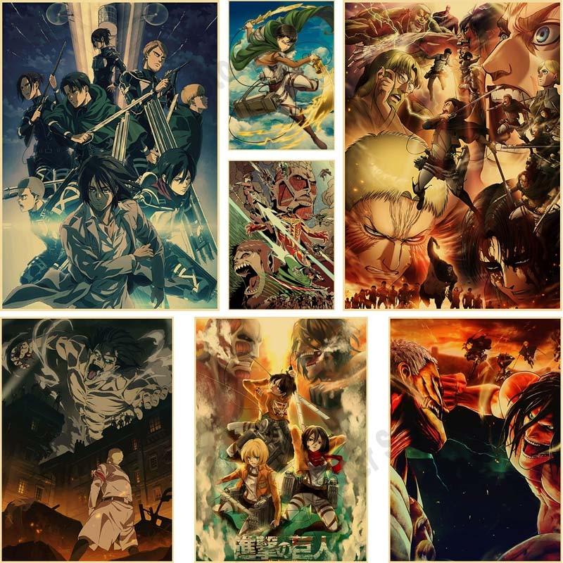 Attack On Titan Season 4 Poster Retro Kraft Paper Posters Prints Anime Decor Home Living Room Bar Art Painting Wall Stickers