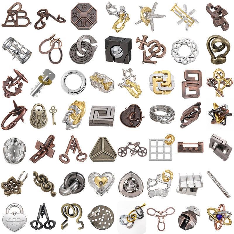 Kongming Lock Puzzle Set: Nine Interlocking Alloy Rings - Educational Disentanglement Toy