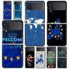 Чехол для телефона Samsung Galaxy Z Flip 3 4 5 6 7 Складной Черный Корпус Для Samsung Z Flip4 Flip5 ПК Жесткая Крышка Флаг ЕС