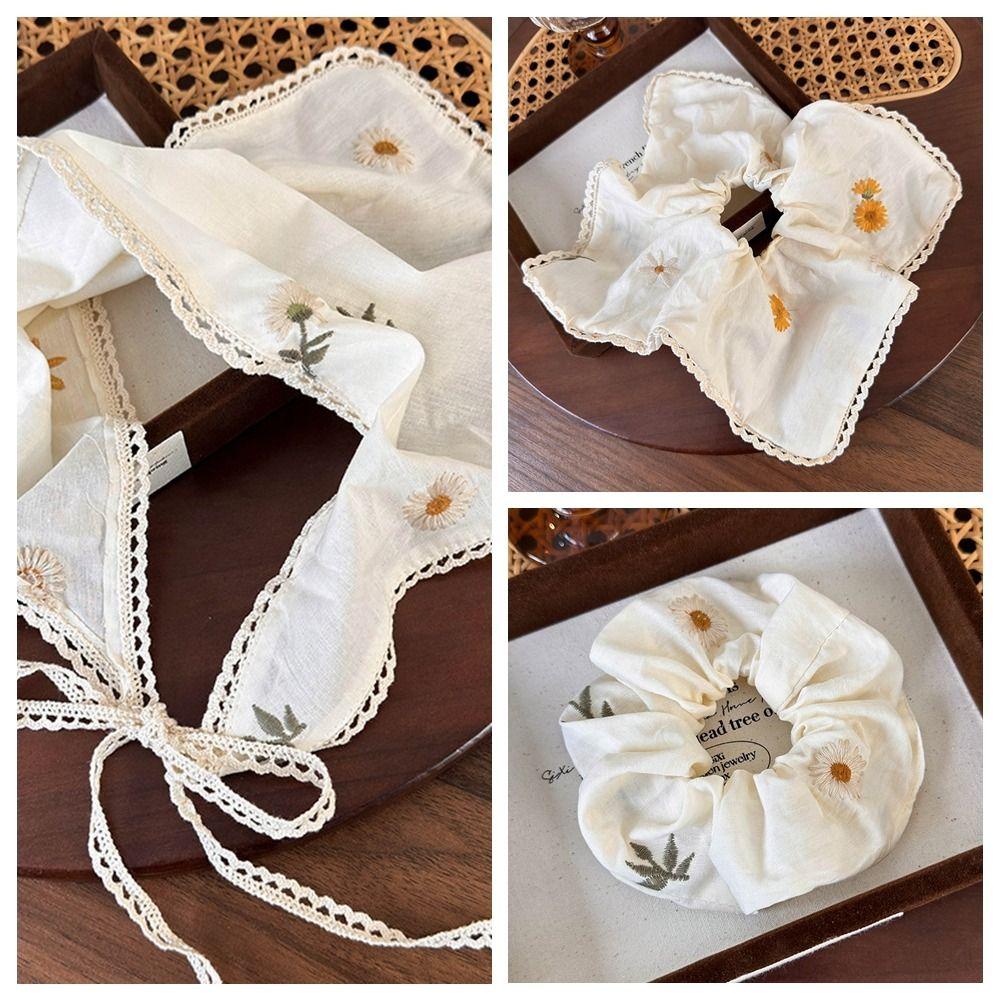 Wraps Embroidered Hair Scrunchie Turban Triangle Scarf Sweet Flower Triangle Bandana Party