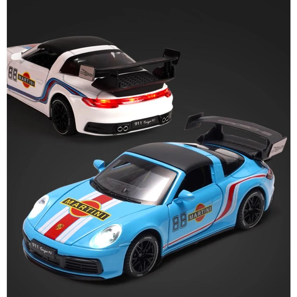1/32 Porsche 911 Targa 4S Martini Racing Edition Спортивный автомобиль Сплав Литой Модель автомобиля Высокая симуляция Украшения Орнамент Подарок