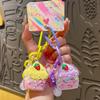 Cream Strawberry Ice Cream Pendant, Cute Flowing Sand Oil Keychain, Creative Small Accessory, Bag Pendant