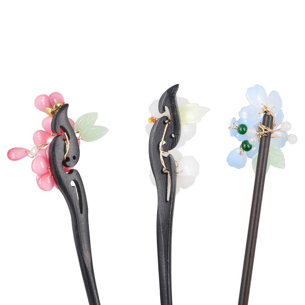 Винтажная деревянная палочка для волос Элегантный головной убор ханьфу Аксессуары для волос Заколка для волос с цветком для девочек