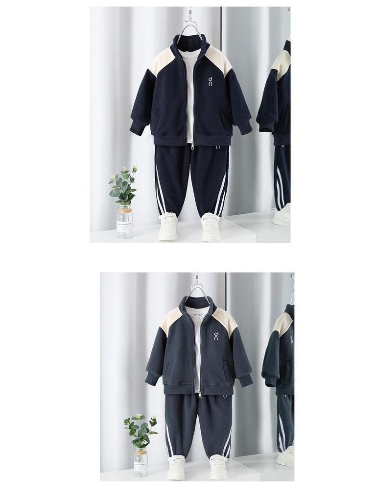 Зимний спортивный комплект из двух предметов для мальчиков с флисовой подкладкой, 2025