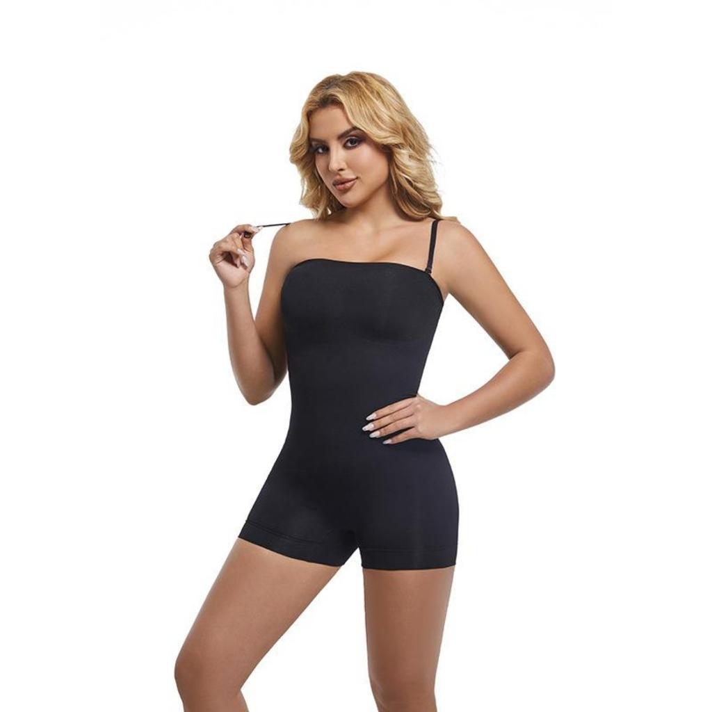 Strapless Shapewear Bodysuit for Women Full Body Shaper Tummy Control Romper Under Dresses Seamless Mid Thigh Jumpsuit Tops