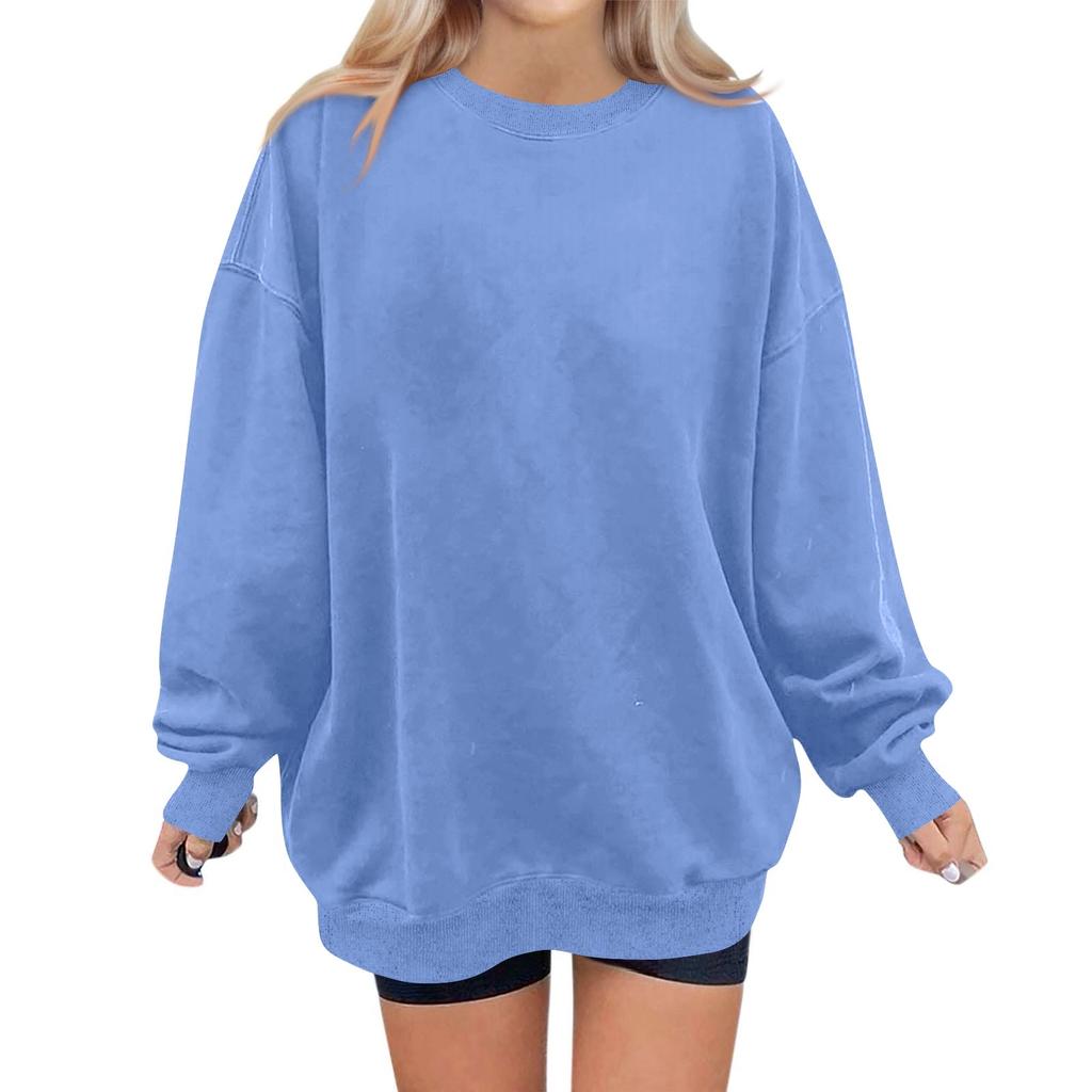 Женская модная повседневная однотонная толстовка с длинным рукавом