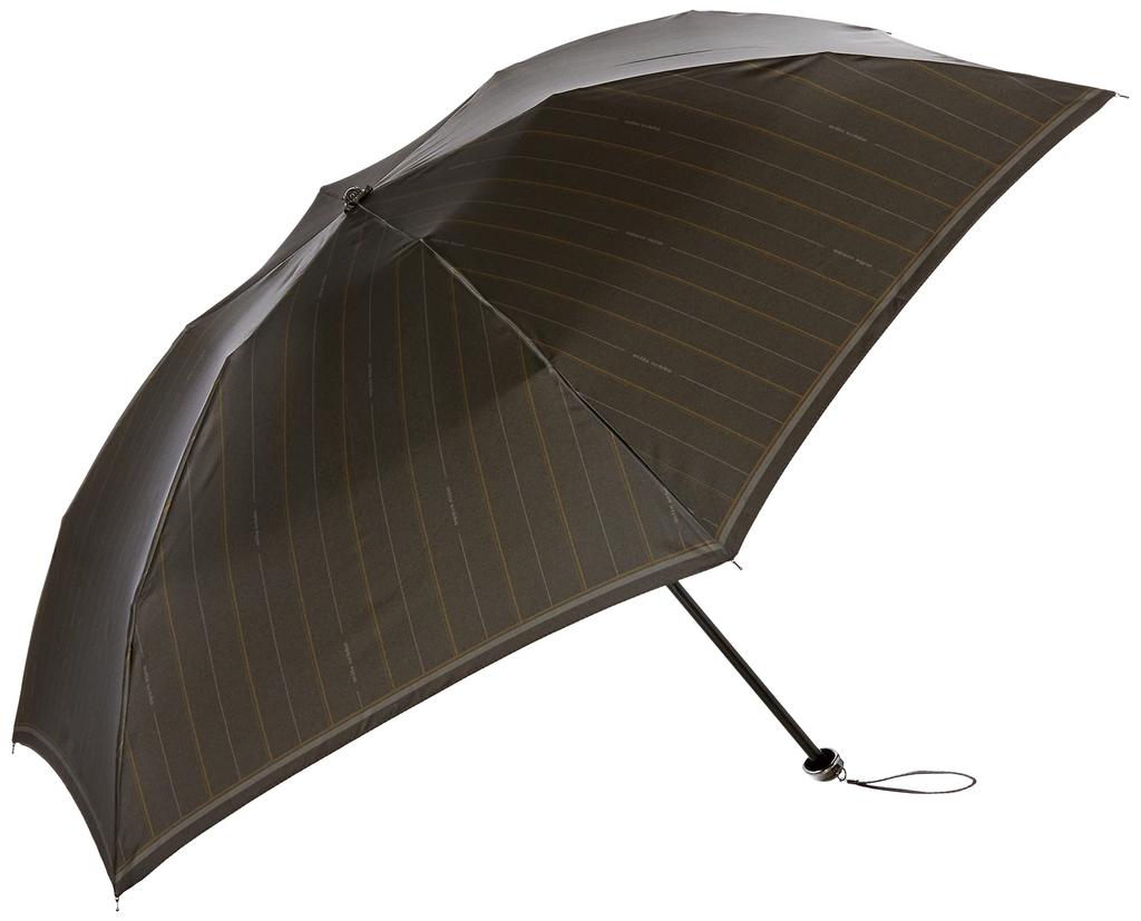 Folding Umbrella Mila Schon Twill Print Stripe Umbrella Folding Umbrella Dark Brown Rib 55cm [Moonbat] Men's Men's Men's Length Approx.