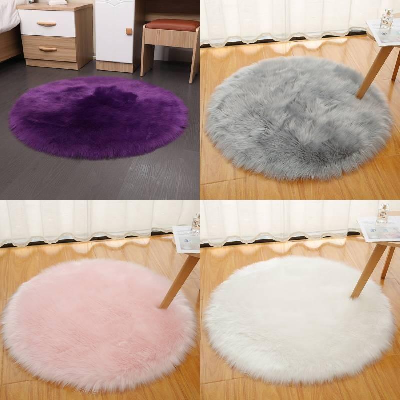 Machine Fur Rug Washable Circular Bedroom Living Room Decor Simplicity