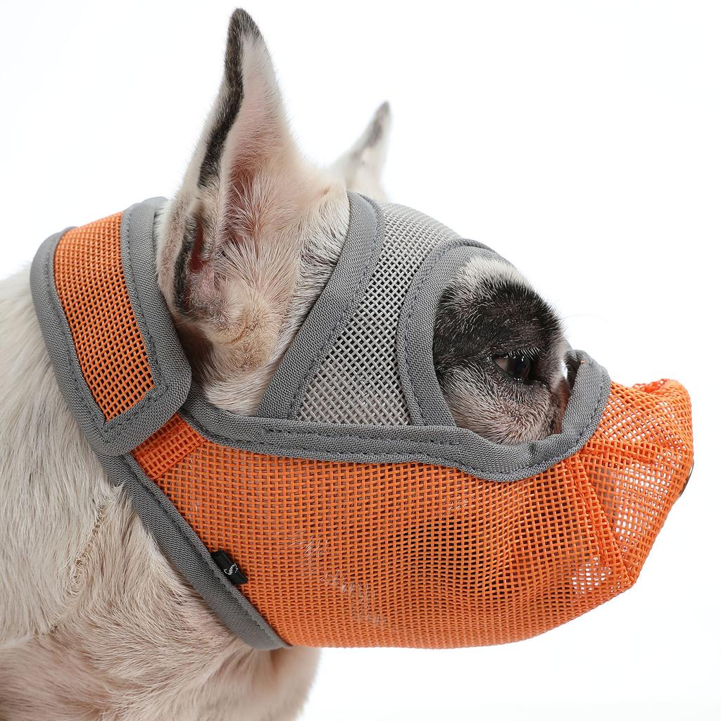 Dog Muzzle Breathable Mesh for Short Snout Dogs Prevent Biting Barking