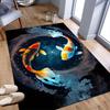 Koi Fish Design Non-Slip Polyester Carpet Chair Mat, 800g/m2 Crystal Velvet, Durable, Machine Washable, Fatigue Resistant Rug