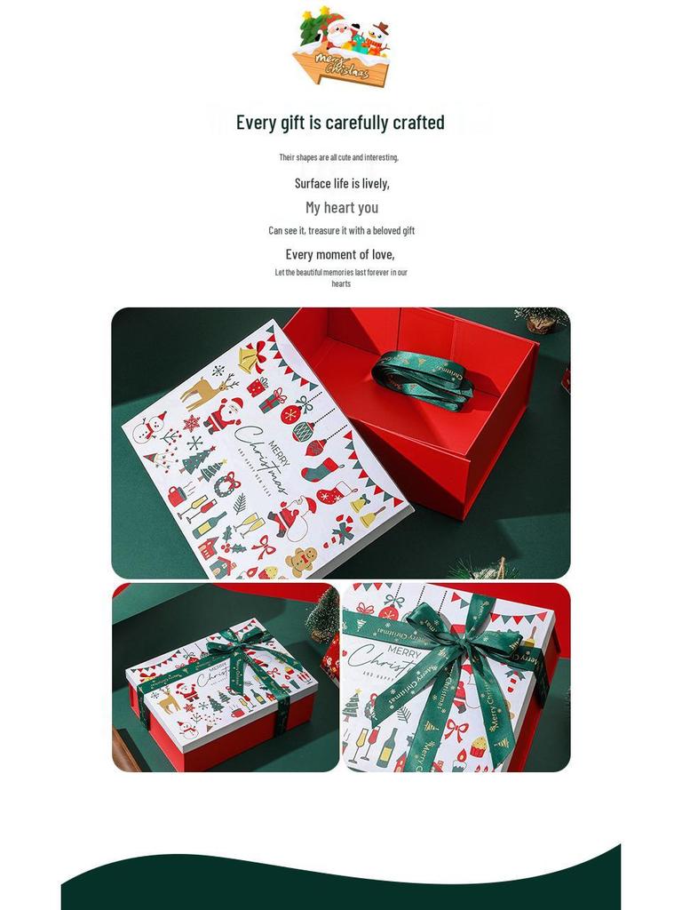 Red Santa Claus Christmas Gift Box with Lid for Scarf and Gloves