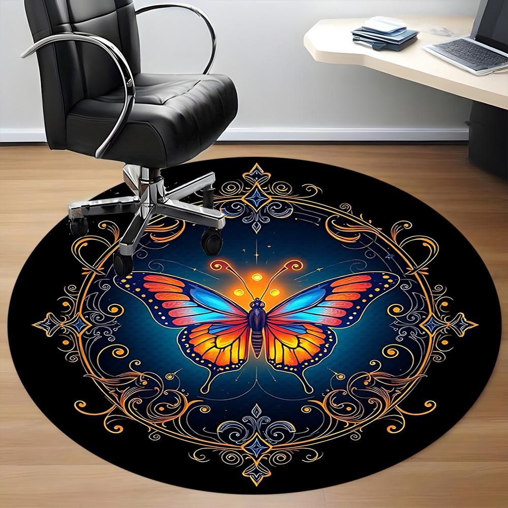 1pc Butterfly Mandala Chair Carpet for Office, Soft Flannel Throw Mat, Perfect for Office,Holiday Party Decoration Choice yy251113137