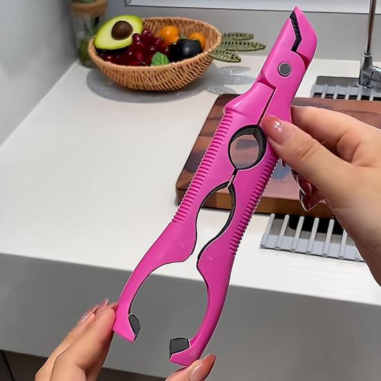 Зажим для миски против ожогов 3-в-1, термостойкие кухонные щипцы со встроенной открывалкой для банок, многоугольные щипцы-захват для горячей тарелки