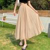 Spring/Summer Double-Layer Linen Cotton Midi Skirt for Women - High-Waist Bohemian Vintage Full Flared Long Skirt