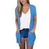 Women's Fashion Loose Casual Pocket Solid Color Cardigan Short Sleeve Jacket Top