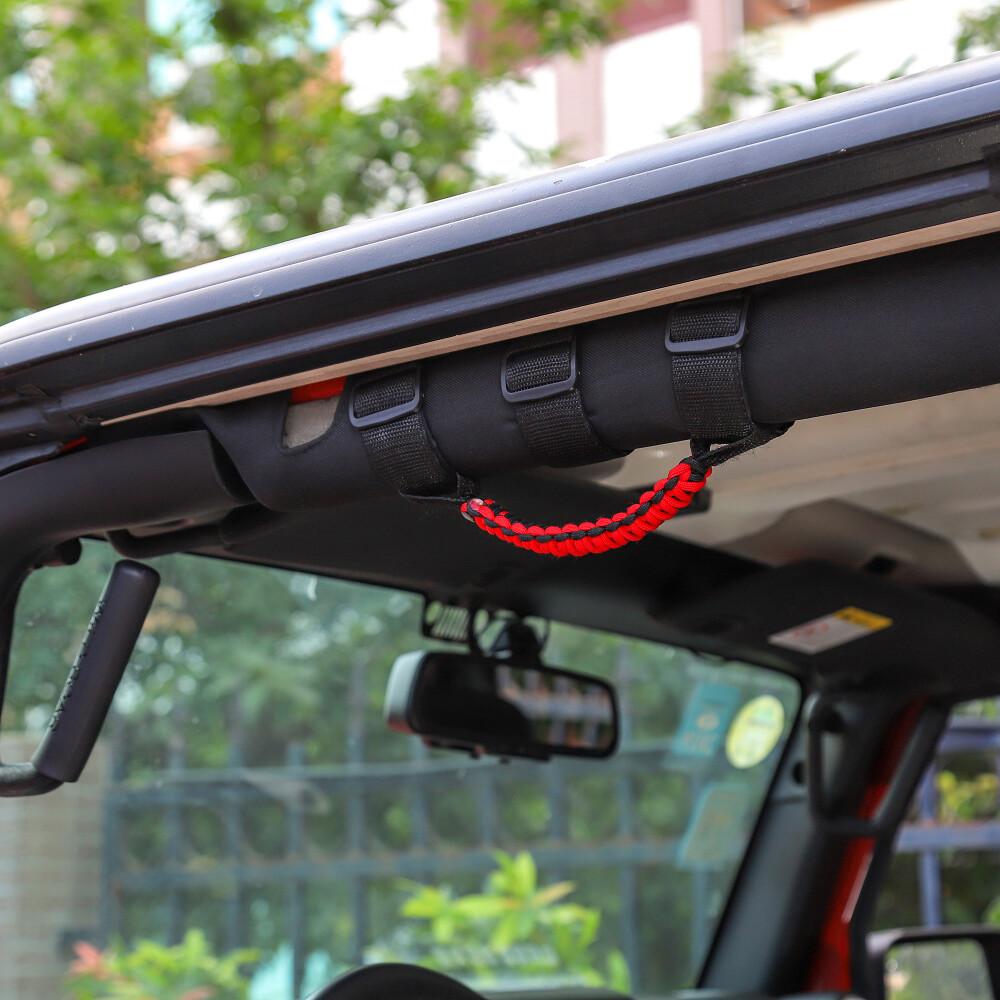 4pcs Roll Bar Grab Handles Bar Grip for Jeep Wrangler CJ YJ TJ JK JL 1987+ Black