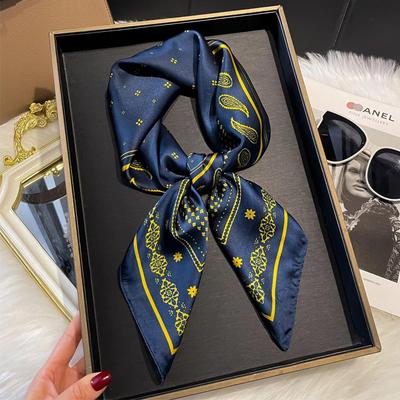 Luxury Design Silk Satin Square Scarf Women Hijab Bandana Muslim Headscarves Shawl Wrap Ladies Headband Neckerchief Foulard 70cm
