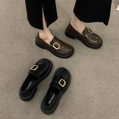 Лоферы на платформе осень 2025 новинка взрыв одной педали весна и лето высококлассный британский стиль на мягкой подошве маленькие кожаные туфли