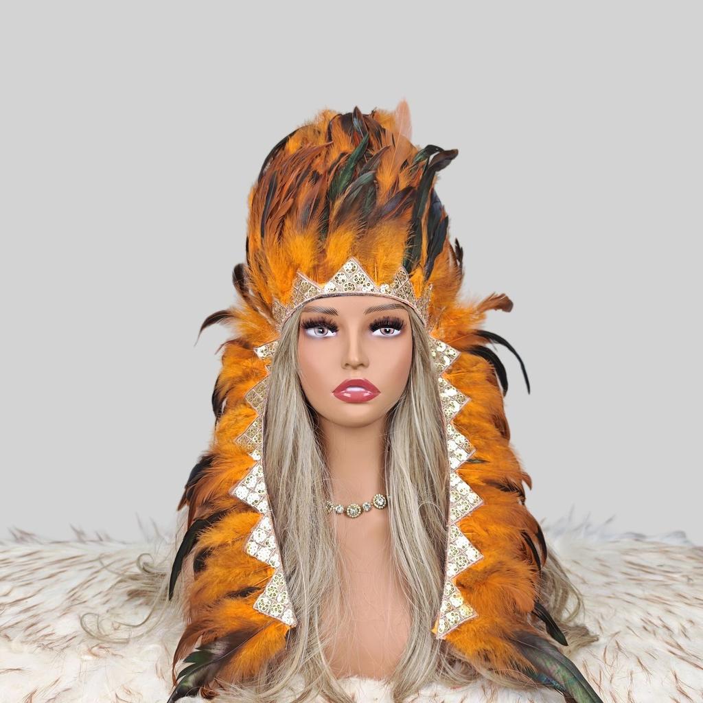 Indian Chief Feather Headdress Carnival Stage Cosplay Halloween Party Decor Hat