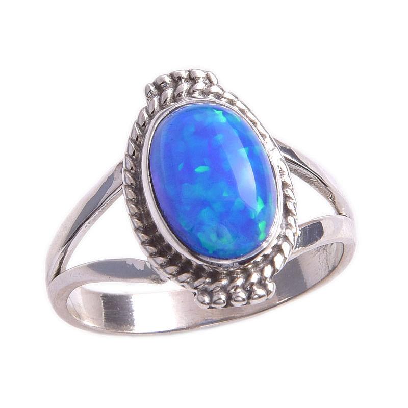 Кольцо из чистого серебра 925 пробы с натуральным эфиопским опалом ручной работы S.8 e1F27