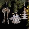 Украшение для рождественской елки Акриловая подвеска в виде лося и колокольчика Прозрачные подвески-снежинки с блестками Домашние аксессуары для украшения рождественской вечеринки