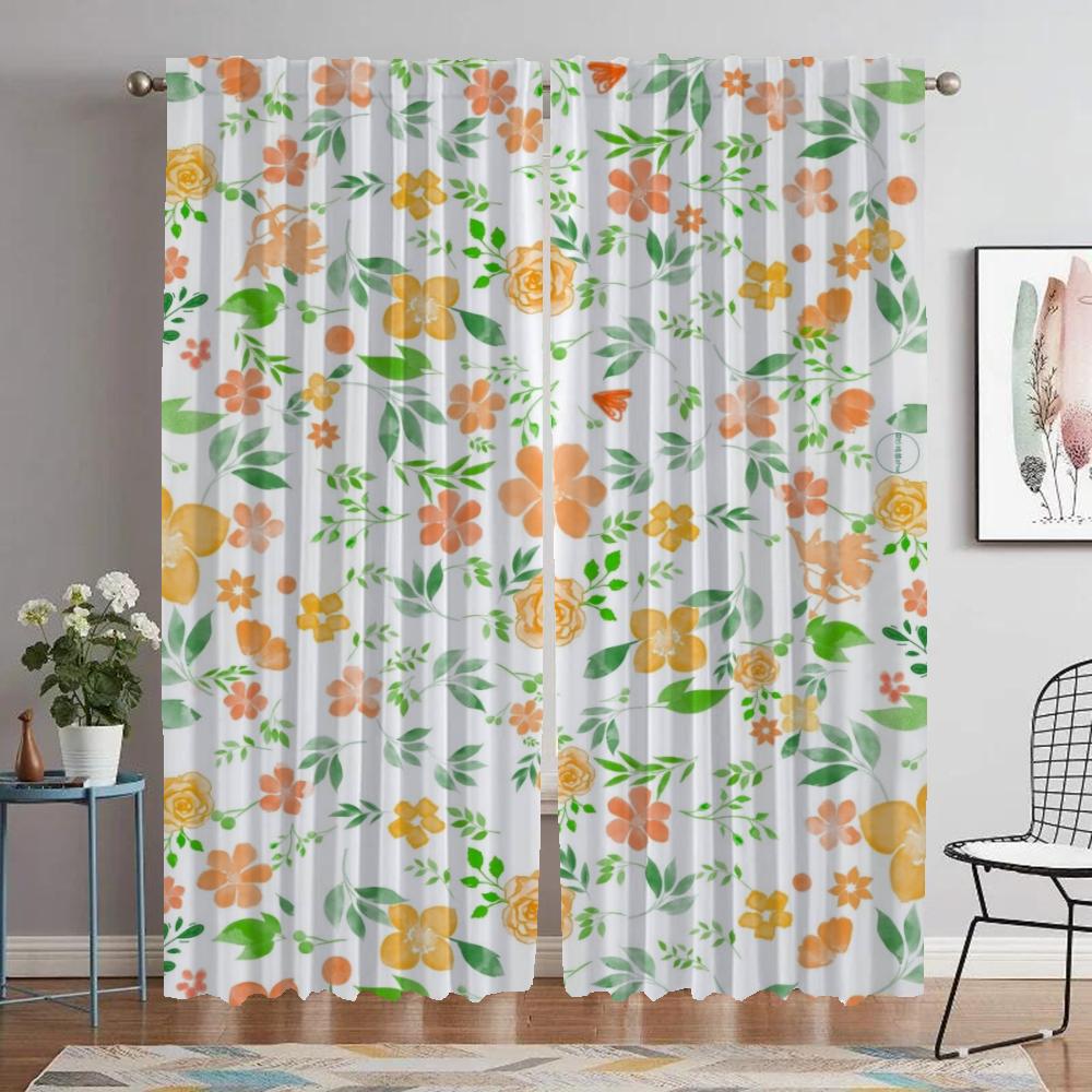 Цветочные элегантные шторы для комнаты, занавески для окна камеры, занавески для домашнего интерьера, 2 шт., абажуры, украшение на Хэллоуин, перегородка