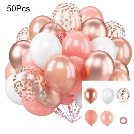 Набор из 50 латексных шаров, металлические шары-конфетти, легко собираемые праздничные шары с лентой для детей, дня рождения, детского праздника, свадьбы, принадлежности