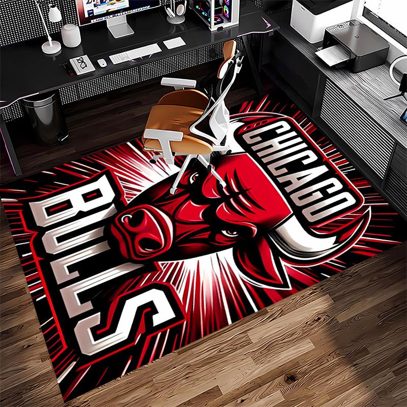 Chicago Bulls logo Print Area Rug-Soft,Washable Non-Slip Indoor Mat Office Chairs,Living Room,Home Office Decorative Rug
