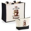 Coffret Duo - PLANETEE - Alma Chouette Grain - Sac Cabas Jute & Trousse - Personnalisable - Made In France