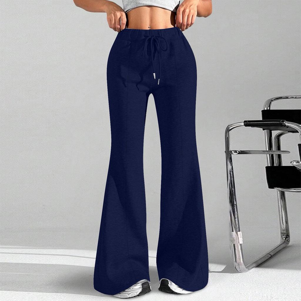 Женские модные свободные брюки-карго с завязками на талии, однотонные, расклешенные