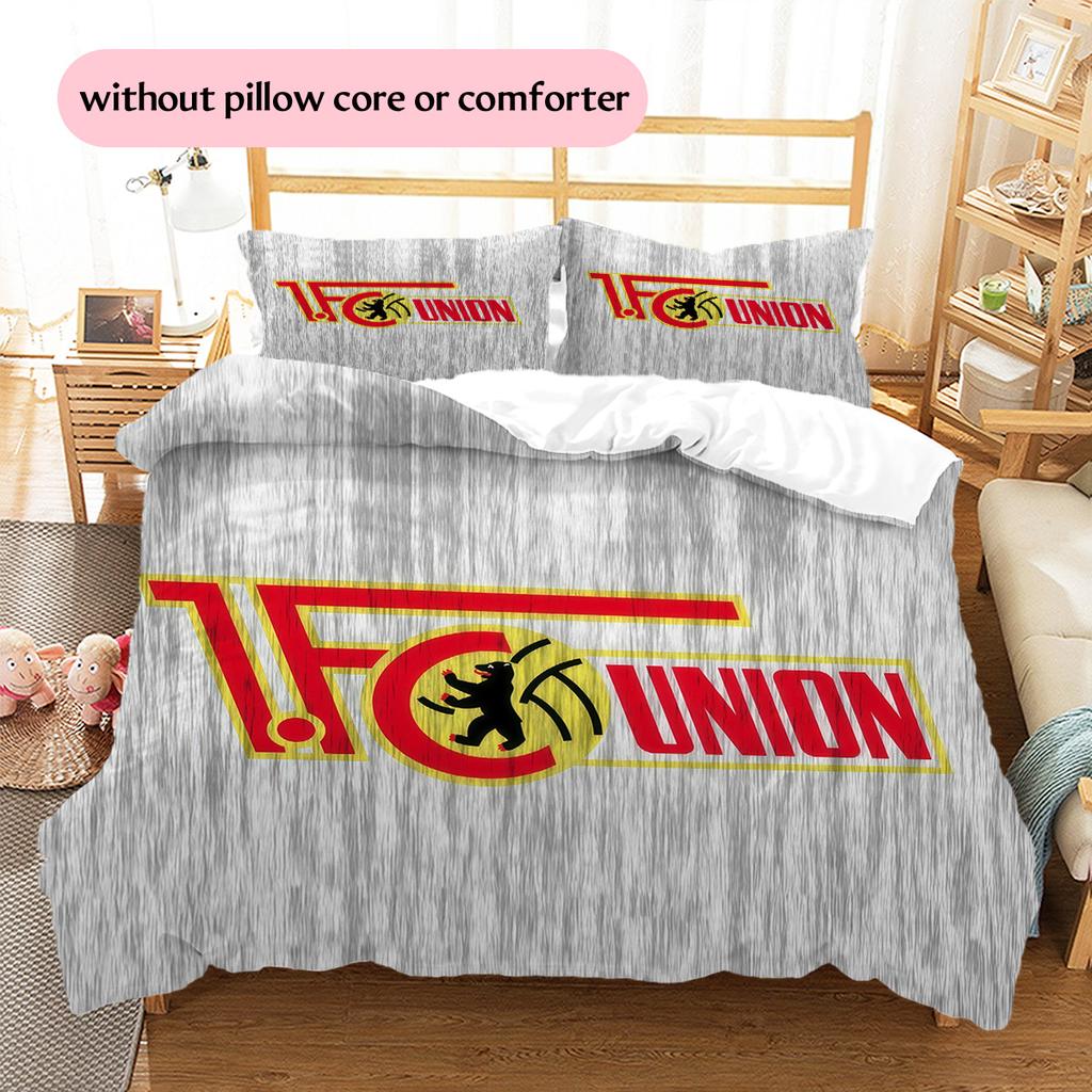 1.FC Union Berlin Pattern Bedding Quilt Set  Home Decoration  Gift (1 * duvet cover + 2 * pillowcase  without core).xwn