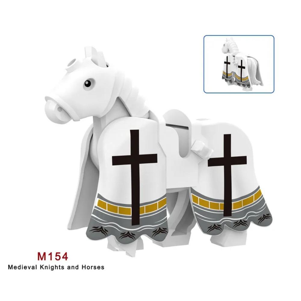 Военные Средневековые Строительные Блоки Фигурки Солдат Рыцарская Экипировка Аксессуары для Животных Маунт Броня Боевой Конь Мини Кирпичики MOC